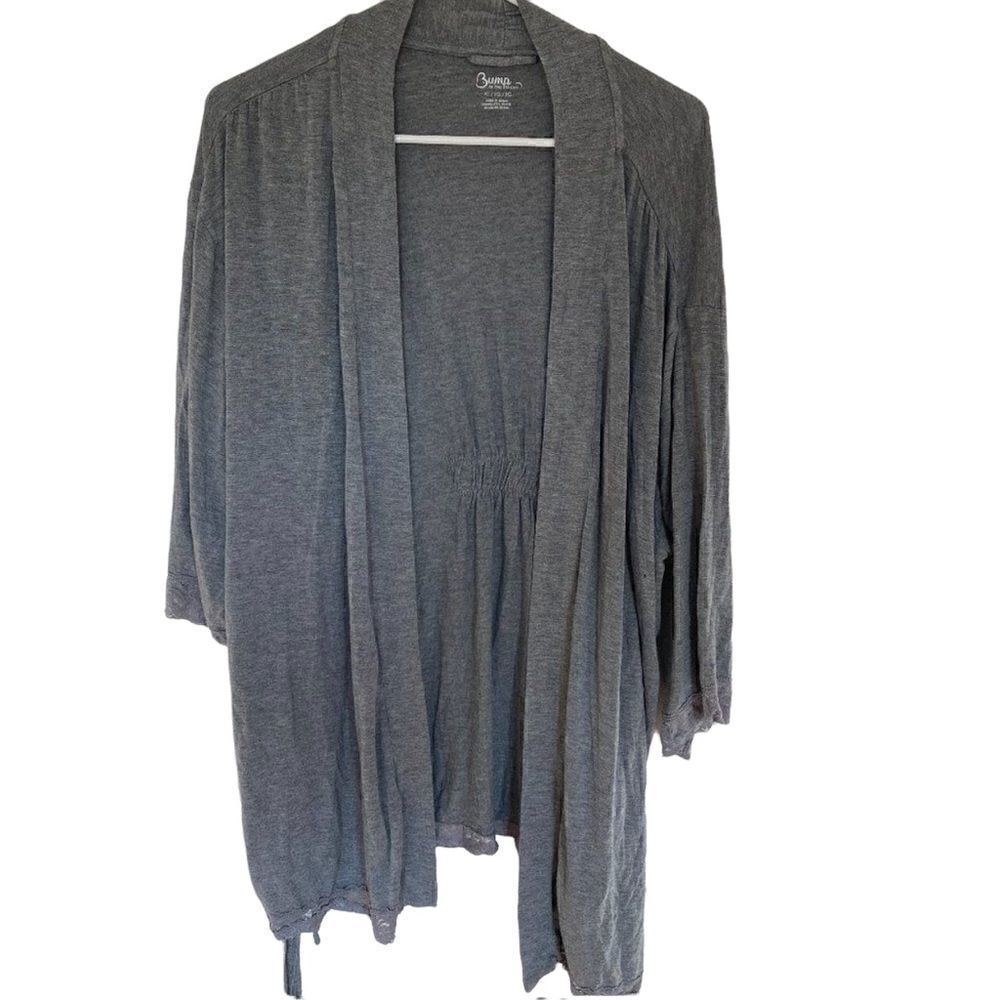 Bump In The Night Drape Tie Waist Robe Gray Size Extra Large